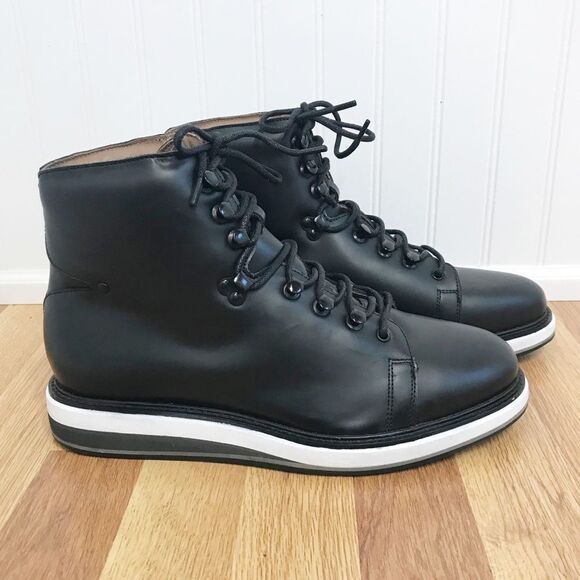VINTAGE FOUNDRY CO Talon‎ Black Leather Ankle Boot Lace Up Mens Size 10 New - Picture 1 of 14